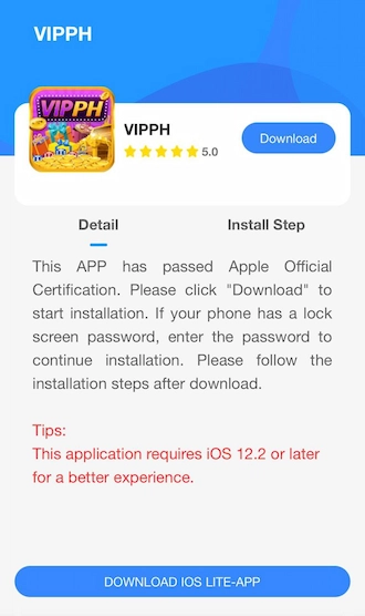 Step 3: VIPPH Bet App appears, click Download